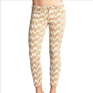 7 For All Mankind Cropped Skinny Tan Chevron Jean